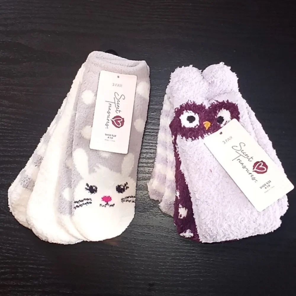 Womens Fuzzy Slipper Socks 2 Packs
